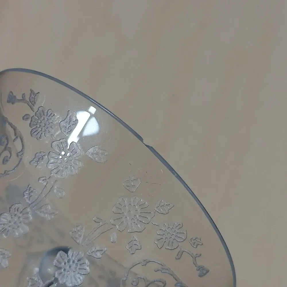 Vintage Navarre Crystal Bell by Fostoria Floral Embossed Clear 6